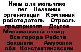 Няни для мальчика 3 лет › Название организации ­ Компания-работодатель › Отрасль предприятия ­ Другое › Минимальный оклад ­ 1 - Все города Работа » Вакансии   . Амурская обл.,Константиновский р-н